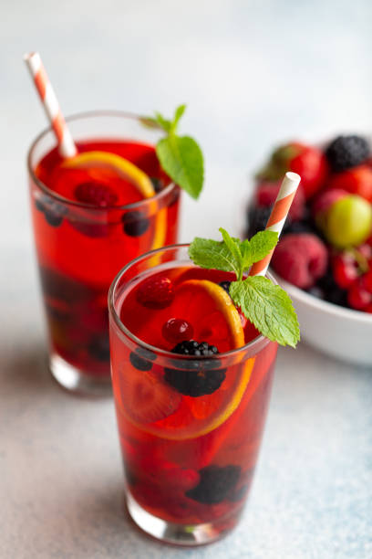 istock Fresh summer berry drink with lemon and mint. 1198659128