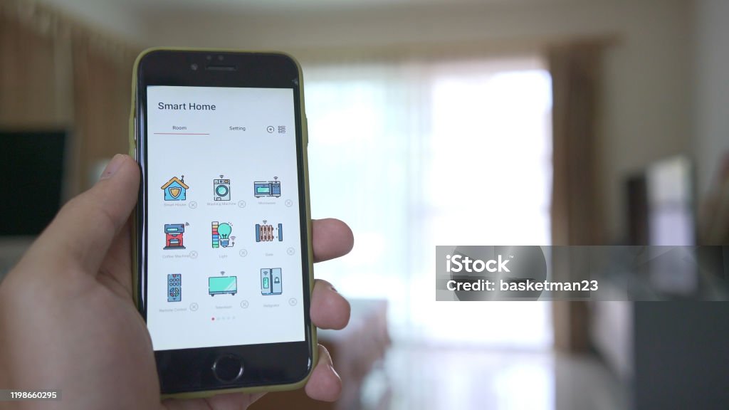 Home Automation und Smart-Home-Technologie - Lizenzfrei Mobile Anwendung Stock-Foto