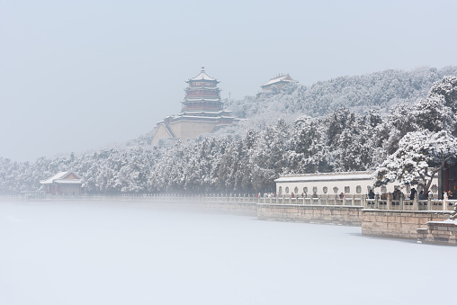 The Beijing Summer Palace in the snow is very spectacular