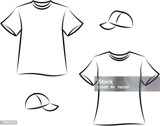 Apparel For Men And Women Vector Illustration Stock Illustration - Download Image Now - Baseball Cap, T-Shirt, Blank