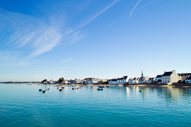 Port of Carnac with buildings in the background, in the Morbihan department in Brittany in north-western France