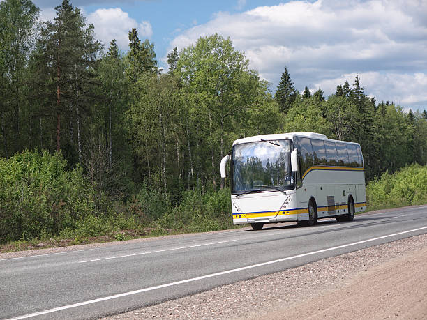 istock white tourist bus on country highway 119866833