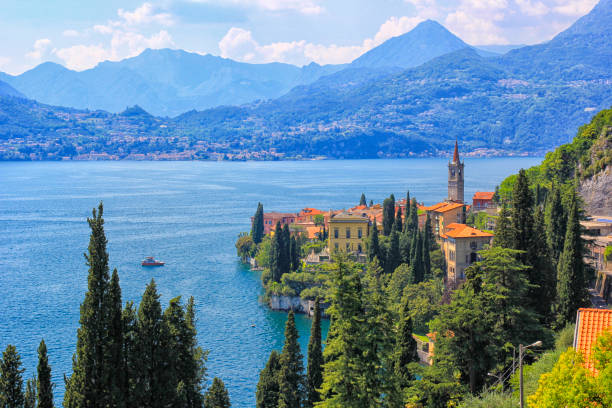 Varenna, lake Como, panoramic view Varenna, lake Como, panoramic view bellagio stock pictures, royalty-free photos & images