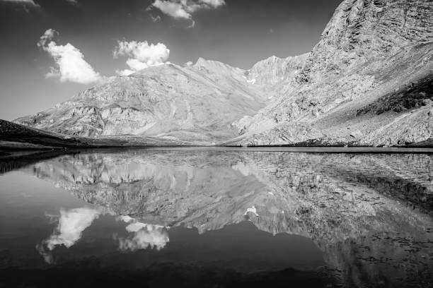 istock Black and white mountain landscape and mountain reflection. Nigde, Bolkar, Turkey 1198671914