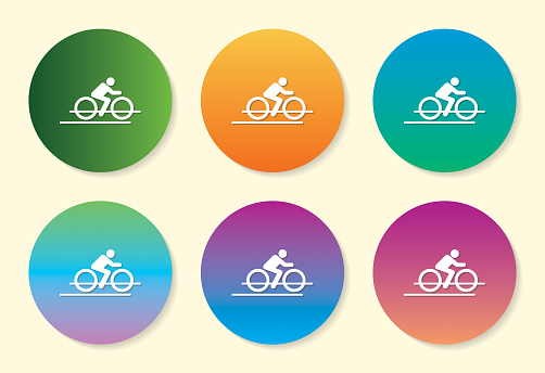 Cyclist six color gradient icon design.