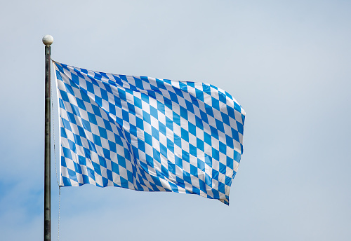 Bavarian flag and deep blue sky