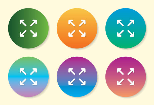 Four Arrow six color gradient icon design. Four Arrow six color gradient icon. start point stock illustrations