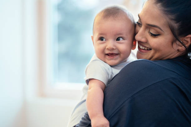 Mom and baby at home