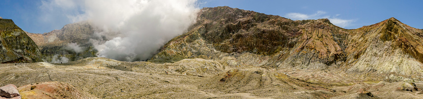 The White Island volcano in New Zealand, looking towards the crater. The photo was taken a few days before the eruption of December 9, 2019.