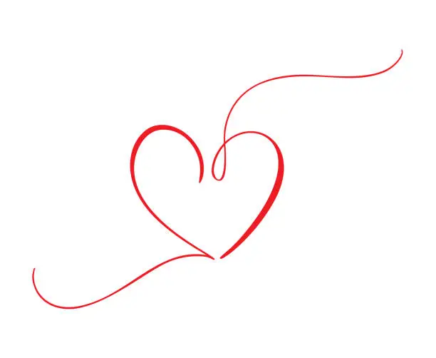 Vector illustration of Heart love sign logo. Design flourish element for valentine card. Vector illustration. Infinity Romantic symbol wedding. Template for t shirt, card, poster