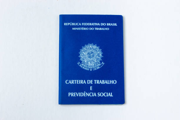 istock Brazilian Work permission, in a white background. Work Book and INSS. 1198700674