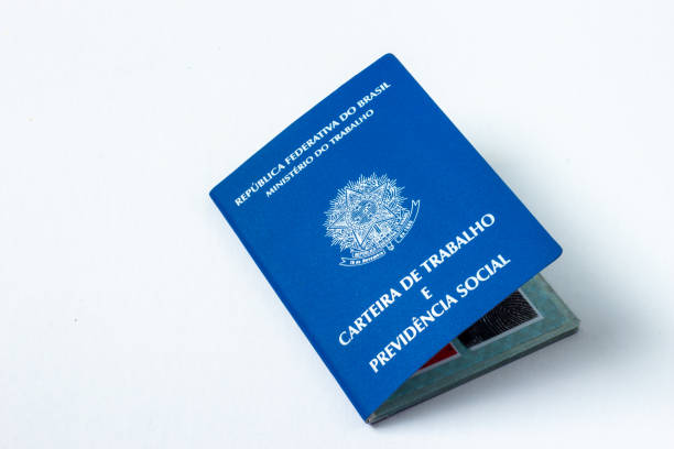 istock Brazilian Work permission, in a white background. Work Book and INSS. 1198700694