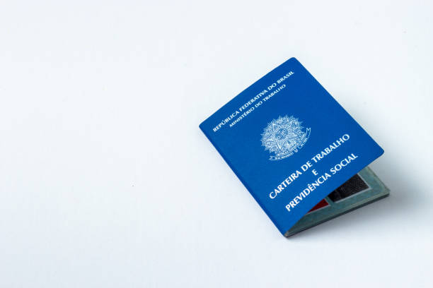istock Brazilian Work permission, in a white background. Work Book and INSS. 1198700711