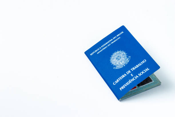 istock Brazilian Work permission, in a white background. Work Book and INSS. 1198700725