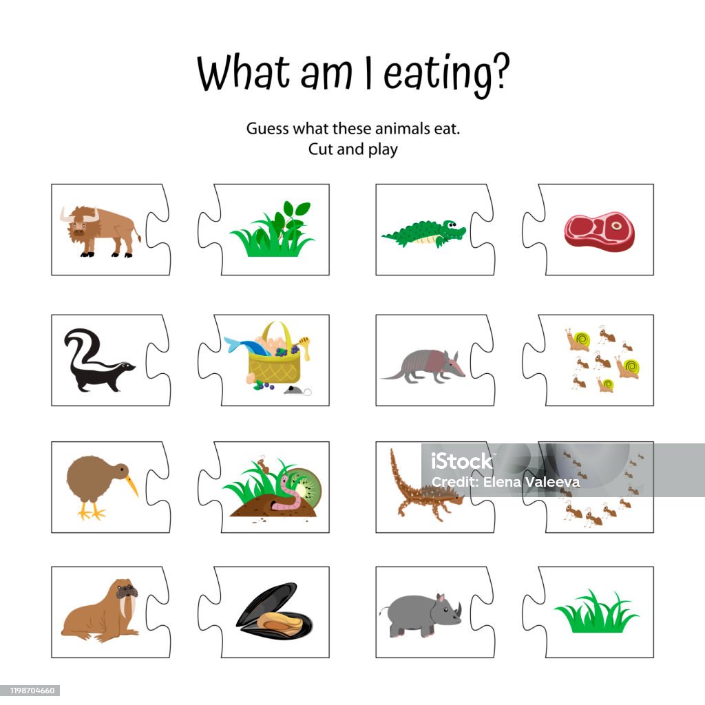 What Am I Eating Animal Food Puzzle Game For Children Zoo Education Of  Preschoolers Activity For Kids Logical Quiz Worksheet Stock Illustration -  Download Image Now - iStock