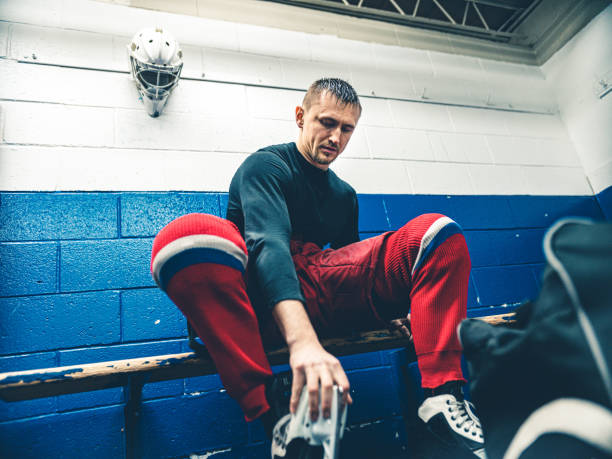 istock Pro Hockey goalie after the training 1198706261