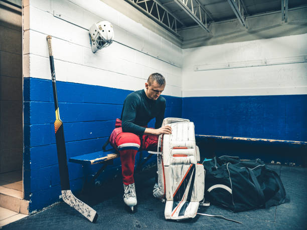 istock Pro Hockey goalie after the training 1198707137