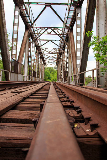 istock Unused rails on an old iron bridge 1198708155