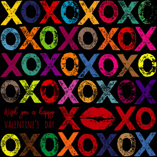 マルチカラーxoxoレタープリントパターン - lipstick kiss kissing lipstick love点のイラスト素材／クリップアート素材／マンガ素材／アイコン素材