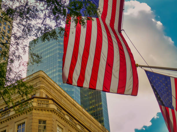 American flag on a building