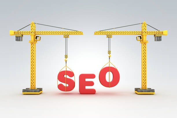 Tower Crane with SEO Word - 3D Rendering