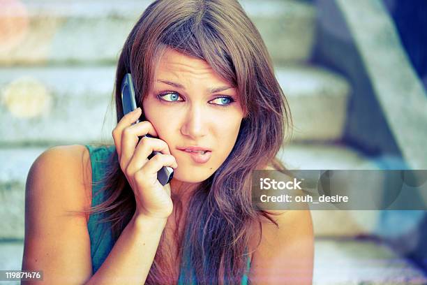 Teenage Girl With Problems Talking By Phone Stock Photo - Download Image Now - Adult, Adults Only, Beautiful People