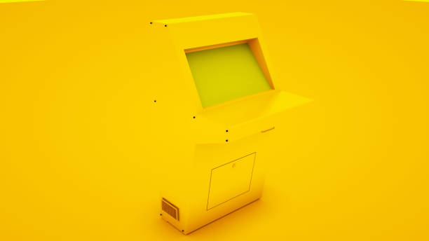 istock Slot Machine on yellow background. Minimal idea concept, 3d illustration 1198716053