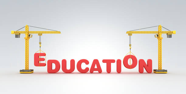istock Tower Crane with EDUCATION Word - 3D Rendering 1198716269