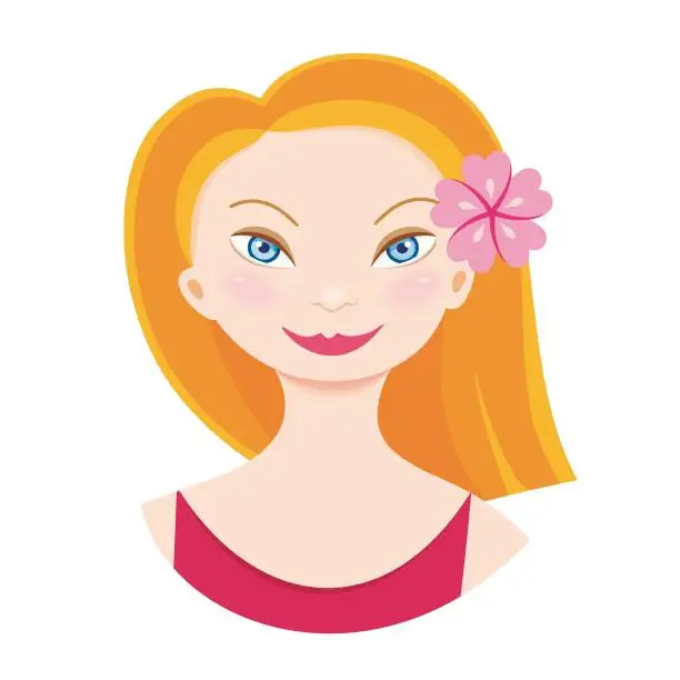 Vector illustration of A portrait of young smiling girl