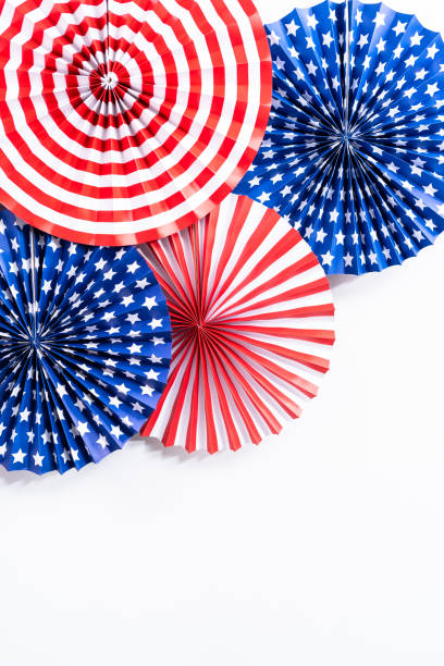 istock Red, white, and blue paper fans for July 4th celebration. 1198720548