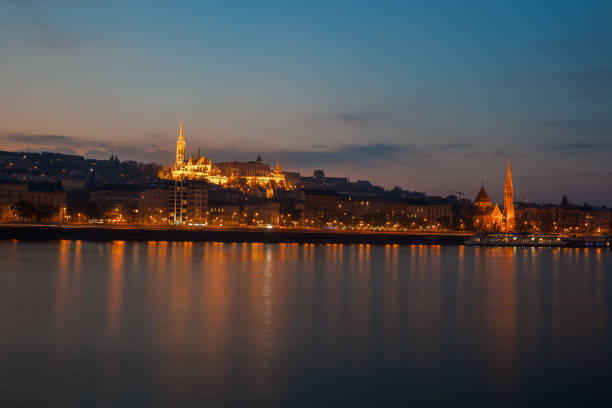 istock Szechenyi Chain Bridge on the Danube river at night. Budapest, Hungary. 1198722202