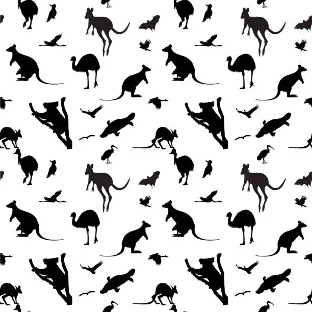 Vector illustration of Seamless background with Australian animals