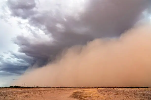 Haboob dust storm in the Arizona desert during monsoon season.