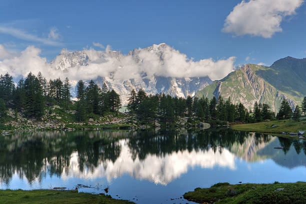 Arpy lake, Italy stock photo