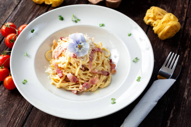 istock Pasta dish with flower decoration 1198731715
