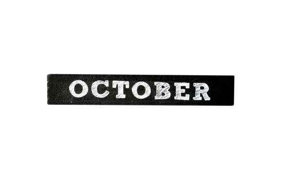 October Black wood calendar isolated on background