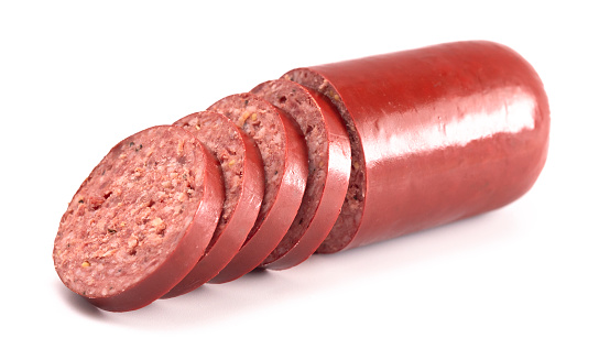 Summer Sausage Isolated on a White Background