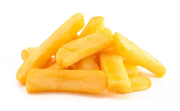 Photo of A Pile of Chunky Steak Fries Isolated on a White Background