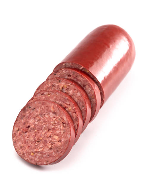 istock Summer Sausage Isolated on a White Background 1198740753