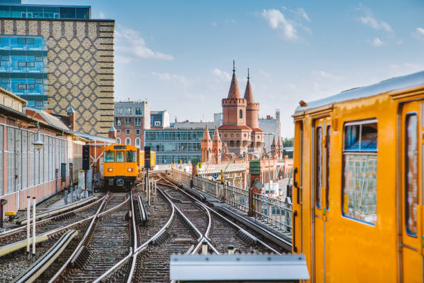 Berlin Oberbaum Bridge with trains, Berlin Friedrichshain-Kreuzberg, Germany