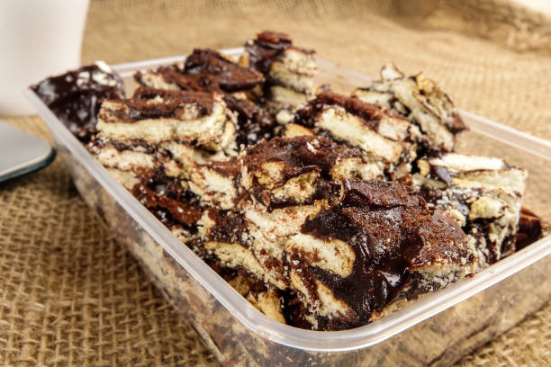 istock Chocolate brownies with coffee on a rug background. 1198745873