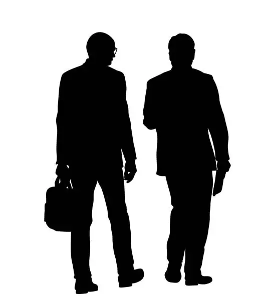 Vector illustration of Business Colleagues Walking Silhouettes