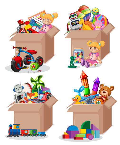 istock Set of boxes full of toys 1198753646