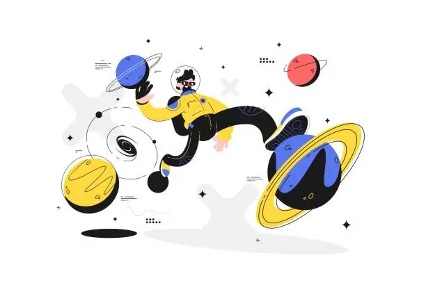 Vector illustration of Astronaut space walking