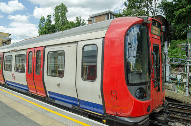 District Line Underground train London, UK - June 22, 2019: Driver's cab of a District Line train on the London Underground.  Sunny summer afternoon at Ealing Broadway Station, West London. eanling stock pictures, royalty-free photos & images