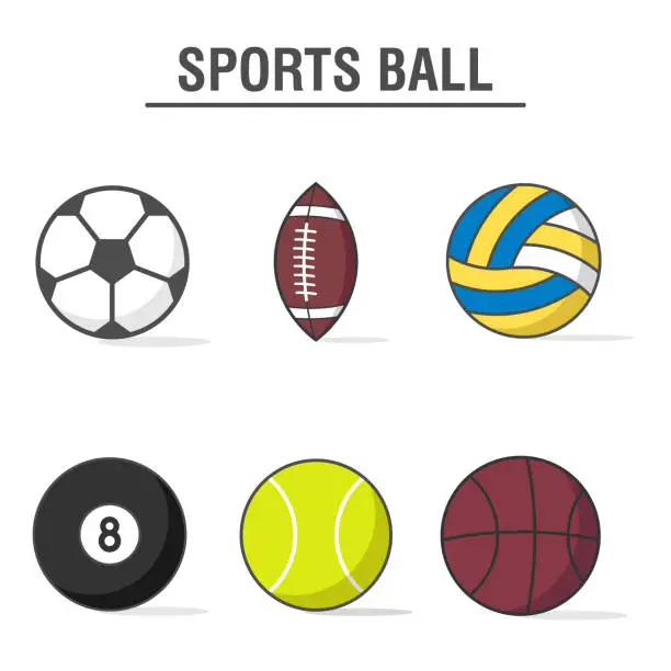 Vector illustration of set vector illustration sports ball flat icon design bundle