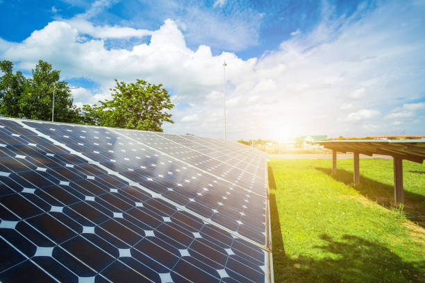 istock Solar panel on blue sky background, Alternative energy concept,Clean energy,Green energy. 1198770826