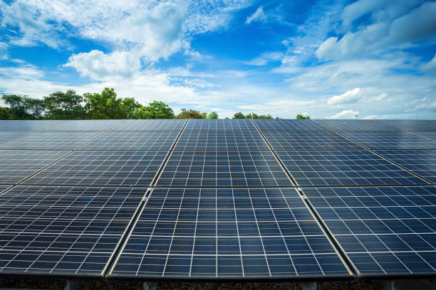 istock Solar panel on blue sky background, Alternative energy concept,Clean energy,Green energy. 1198770917