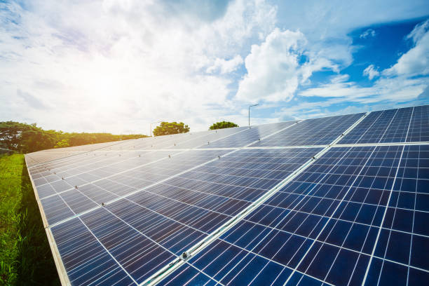 istock Solar panel on blue sky background, Alternative energy concept,Clean energy,Green energy. 1198771790