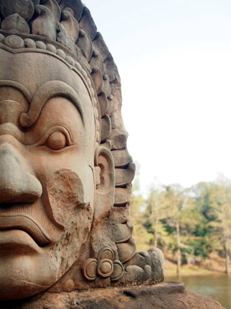 istock Broken stone soldier carving Angkor Wat 1198772539
